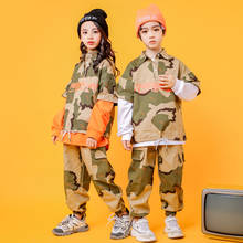 Children Hip Hop Jazz Dance Costumes camouflage Hoodies Trousers Suit Street Dance Drum Stage Outfits 6 8 10 12 14 16 18 Years 2024 - buy cheap