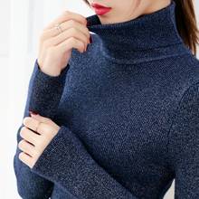 Shiny Lurex Turtleneck Sweater Women Knitted Warm Pullover Sweaters Long Sleeve Autumn Winter Slim Jumper Soft Pull Femme 2024 - buy cheap
