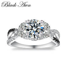 [BLACK AWN] круглые ювелирные изделия из стерлингового серебра 925 пробы, роскошные обручальные кольца для женщин C396 2024 - купить недорого