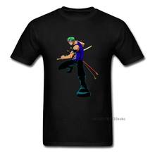 Camiseta con estampado de Zoro de One Piece para hombre, camisa de manga corta con espadachín, ropa de calle negra con dibujos animados de Anime, a la moda, 2018 2024 - compra barato