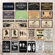 Toilet Sign Plaque Metal Vintage Bathroom Metal Sign Tin Sign Wall Decor for Toilet Bathroom Restroom 2024 - buy cheap