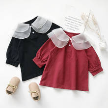 Girls Dress Autumn Big Mesh Lapel Sweet Lantern Sleeve Dress Children Baby Kids Spring Princess Party Dress Children Clothing 2024 - buy cheap