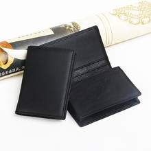 Funda de cuero negro para hombre, tarjetero expandible para tarjetas de crédito, identificación, negocios, billetera 2024 - compra barato