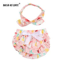 Baby bloomers and Headband Flamingo pattern Bow 100% cotton bloomers ruffle clothes diaper cover baby boy girls shorts 2024 - buy cheap