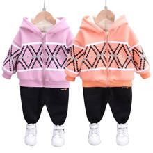 Baby clothes winter velvet diamond-shaped hooded outerwear suits for baby boys and girls thick warm casual zipper sweater suits 2024 - buy cheap