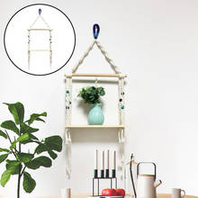 Boêmio de madeira artesanal macrame parede pendurado corda prateleira flutuante planta rack suporte macrame tapeçaria decoração para casa ornamento 2024 - compre barato