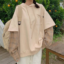 Korean Style Sweatshirt Women Autumn Fashion Loose Women Hoodies Women Cotton Long Sleeve Top Streetwear Splicing Hoody 2024 - buy cheap