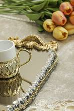 Promise Engagement Ring Tray And Groom Cup Coffee Oval Tray Team Gold 2730 2024 - compre barato