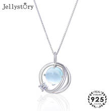 Jellystory 925 серебряное ожерелье с круглой формы сапфир Zircon для женщин Свадебная вечеринка, хорошая бижутерия ювелирные изделия по оптовым ценам 2024 - купить недорого