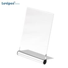 Soporte de acrílico transparente para exhibición de tarjetas, soporte de plástico A4 en forma de L para menú, mesa de exhibición, número de tarjeta, foto de Metal 2024 - compra barato