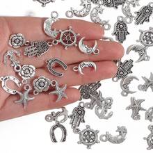 10-50pcs Silver Plated Mixed Styles Horseshoe Stars Moon Flower Charm Pendants for DIY Earring Necklace Bracelet Jewelry Making 2024 - buy cheap