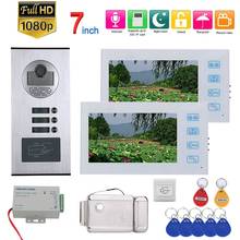 7inch Color LCD Record Video Intercom 2 Apartments Video Door Phone System with RFID 1080P Doorbell  Camera+Electric Door Lock 2024 - buy cheap