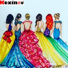 Full Square/Round 5D DIY Diamond Painting"Six princesses"3D Embroidery Kit Cross Stitch Rhinestone Mosaic Home Decor Gift Y0461 2024 - buy cheap