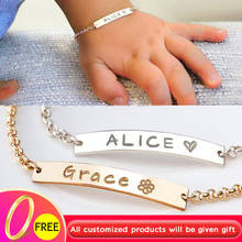 Nome personalizado pulseira de nome personalizado criança id bff pulseira de aço inoxidável gravado bebê pulseira jóias pulseras braçadeira 2024 - compre barato