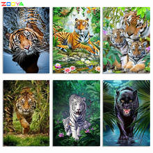 ZOOYA 5D DIY Алмазная картина тигр полный квадрат/круглая картина Алмазная вышивка продажа животные декор из алмазной мозаики подарок K028 2024 - купить недорого