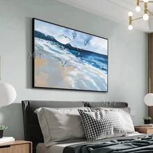 Seagulls And Sea And Sand Abstract Oil Painting Wall Art Home Decor Picture Modern Oil Painting On Canvas Wedding Decoration 2024 - buy cheap