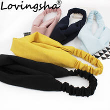 LOVINGSHA Solid Design Girl Hair Accessories Women Cross Headbands For Ladies Hair Holder Rope Female Hair Tie Turban FD125 2024 - buy cheap