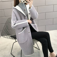 Imitation Mink Cashmere Coat Women Cardigan Knit 2020 Autumn Thick Loose Sweater Coat Hooded Double sided Casual Sweater 2024 - buy cheap