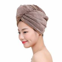 Cabelo absorvente rapidamente secagem toalha turbante touca de banho roupão chapéu toalha de cabelo 2024 - compre barato