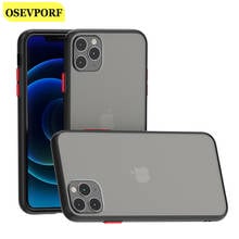 Caso de telefone para o iphone 13 12 11 pro max escudo translúcido fosco quadro silicone amortecedor capa para iphone x xr xs 8 7plus capa coque 2024 - compre barato