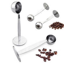 Hot 2 in 1 Stainless Steel Coffee Tamper Measuring Spoon Scoop with Stand Espresso Coffee Bean Tea Spoon Coffeeware Kitchen Gadg 2024 - buy cheap