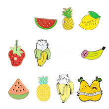 PIN de fiesta de frutas, pasador de pera, plátano sandía, naranja, limón, fresa, broches de comida, solapa de frutas, joyas de frutas 2024 - compra barato
