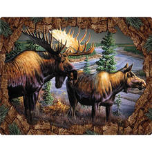 Moose Animal River Diy Diamond Painting By Number Cross Stitch Painting Rhinestone Embroidery Forest Wild Animals Mosaic Decor 2024 - buy cheap