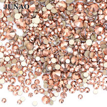 JUNAO 1400 Uds tamaño de mezcla oro rosa, para uñas de Arte de diamantes de imitación no caliente arreglar brillo Strass redondo Flatback cristales gemas para decoraciones 2024 - compra barato