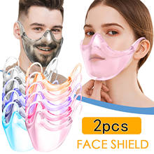 Mascarilla facial transparente reutilizable de plástico, duradera, colorida, con escudo, para Cosplay de Halloween, transpirable, a la moda 2024 - compra barato