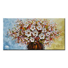 100% Handmade Modern Decor Paintings Large Picture White Flower Abstract Oil Painting On Canvas Living Room Home Decoration Gift 2024 - buy cheap