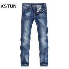 KSTUN Mens Jeans Slim Straight Stretch Light Blue Summer Thin Fashion Luxury Brand Men's Jeans Denim Pants Trousers Oversize 40 2024 - buy cheap