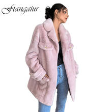 Ftangaiur 2021 Winter Import Velvet Mink Fur Coat For Femal Turn-Down Collar Natural Fur Coat Women Medium Real Mink Fur Coats 2024 - buy cheap