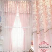 Nova pastoral coreano rosa rendas 3d rosa cortinas estilo princesa dupla camada blackout para o quarto da menina sala de estar 2024 - compre barato