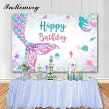 InMemory Our Little Mermaid Theme Birthday Backdrops Mermaid Tail Girl Birthday Party Photography Background Photo Booth Props 2024 - buy cheap