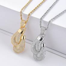 Bling Boxing Gloves Pendant Necklace & Pendant Charm Free Rope Chain Gold Color Iced Cubic Zircon Men's Hip hop Jewelry 2024 - buy cheap