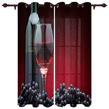 Cortinas de ventana con cenefa de uvas de vino tinto para sala de estar, dormitorio, cocina, hogar, tratamiento de habitación juvenil de lujo 2024 - compra barato