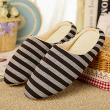 Cotton Warm Slippers Female New 2020 Winter Indoor Floor Shoes For Bedroom Striped Comfortable Soft Bottom Home Women's Slippers 2024 - buy cheap