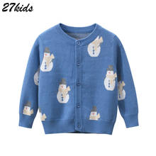 27kids Boys Baby Cardigan  Knitted Sweater Kids Winter Clothes Children's Knitwear Snow Man Sweaters Outerwear Pullovers 2024 - buy cheap
