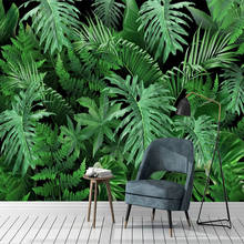Настенная 3D обои, Зеленый лист тропического растения Fresco, гостиная, ТВ, спальня, домашний декор, водостойкие настенные наклейки 3 D 2024 - купить недорого