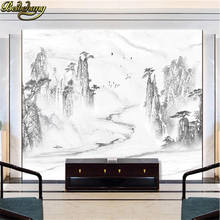 Beibehang-papel tapiz de pintura de paisaje blanco y negro personalizado para sala de estar, dormitorio, mural de fondo, decoración de pared, papel tapiz 2024 - compra barato