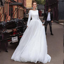 LORIE A Line Princess Wedding Dresses Satin Long Sleeve Boho Bride Dresses Puff Tulle Wedding Gowns 2020 Vestidos de novia 2024 - buy cheap