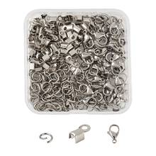 304 Stainless Steel Jewelry Findings Sets for Jewelry Making with Fold Over Crimp Cord Ends Lobster Claw Clasps and Jump Rings 2024 - buy cheap