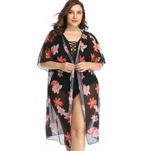 Vestido playero Floral de gasa para mujer, ropa de playa de talla grande, vestido de malla para playa, pareo de Bikini, Túnica envolvente para playa 2024 - compra barato