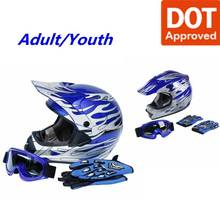 DOT Dirt Bike ATV Motocross Helmet w/ Gloves + Goggles Adult / Youth cascos para moto kask motocyklowy full face Off-Road Helmet 2024 - buy cheap