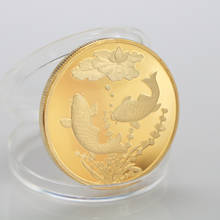 China koi peixe moeda comemorativa chinês feng shui mascote animal peixe banhado a ouro moedas collectibles casa decorações arte presente 2024 - compre barato