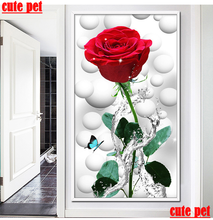 large full square&round rhinestone red rose5D DIY Diamond embroidery beautiful flower mosaic kit 5d diamond painting large decor 2024 - buy cheap