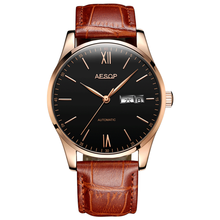 Мужские механические деловые часы AESOP, роскошные брендовые светящиеся наручные часы с кожаным ремешком, автоматические часы для мужчин 2024 - купить недорого