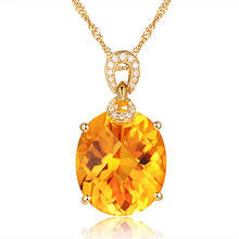 Luxo 8 quilates amarelo cristal citrino pedras preciosas diamantes pingente colares para mulher tom de ouro gargantilha jóias bijoux festa presente 2024 - compre barato