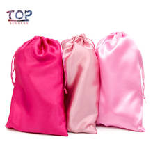 New Blank Bags Pink /Red/Cameo Wig Silk Wrap Bag  18X30Cm Women Extension Packaging Bag Satin Silk Hair Bag 2024 - buy cheap