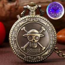 Collar de calavera pirata de bronce Vintage, reloj de bolsillo, de cuarzo, Steampunk, para hombres y mujeres 2024 - compra barato